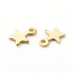 真鍮製チャーム  カドミウムフリー＆鉛フリー  スター  長持ちメッキ  24KGP本金メッキ  5x4x0.3mm  穴：0.5mm&nbsp;KK-H739-01A-G