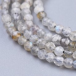 天然石ラブラドライトビーズ連売り  ラウンド  多面カット  2mm  穴：0.5mm  約170~210個/連  15.16~15.94インチ（38.5~40.5cm）&nbsp;G-R475-025A