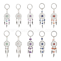 20Pcs 10 Style Natural Chip Gemstone Keychain&nbsp;KEYC-KS0001-05