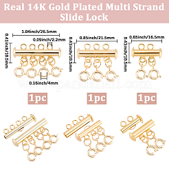 3Pcs 3 Styles Holes Brass Slide Lock Clasps&nbsp;KK-BBC0027-60