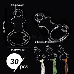 アクリル刺繍糸ドロップ30個  スリムフロスボビン  ミシン糸収納用  キー形状  透明  60x34.5x2.5mm  穴：8.5mm&nbsp;DIY-PH0008-95