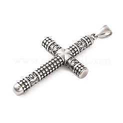 316サージカルステンレススチール製ビッグペンダント  クロスチャーム  アンティークシルバー  59x32x6mm  穴：8.5x4mm&nbsp;STAS-Z073-57AS-01