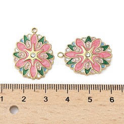 304ステンレスペンダント  花  エナメルとラインストーン付き  18KGP本金メッキ  パールピンク  26~26.5x19.5x2.5mm  穴：1.8mm&nbsp;STAS-C134-13B-01