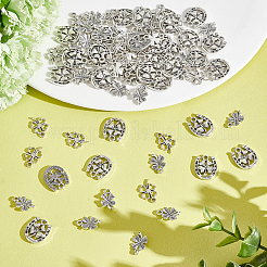 150個3スタイルチベットスタイルアロイペンダント  クローバー  アンティークシルバー  15.5~17.5x10~15x1.5~2.5mm  穴：1.5~2mm  50個/スタイル&nbsp;FIND-SC0003-72