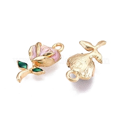 メッキ合金エナメルチャームラック  カドミウムフリー＆ニッケルフリー＆鉛フリー  ライトゴールド  花のチャーム  ミックスカラー  18.5x9.5x5mm  穴：1.8mm&nbsp;ENAM-N056-418