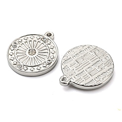 304ステンレスペンダント  ラインストーン付き  フラットラウンド  ステンレス鋼色  18x15.5x2.5mm  穴：1.2mm&nbsp;STAS-L022-150P