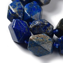 天然石ラピスラズリビーズ連売り  シードビーズで  多面カット  菱形  17~21x13~16x12~15mm  穴：1.2~1.4mm  約18~19個/連  15.35~15.79インチ（39~40.1cm）&nbsp;G-C182-20-02