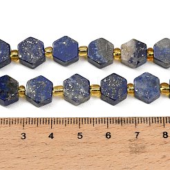天然石ラピスラズリビーズ連売り  六角  シードビーズで  9x10x5mm  穴：0.8mm  約15個/連  7.09''（18センチメートル）&nbsp;G-F833-B11-01