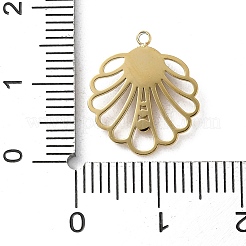 PVD真空メッキ316ステンレススチールペンダント  天然アメジストと  花  18KGP本金メッキ  16.5x15x3mm  穴：1.5mm&nbsp;STAS-C090-01G-02