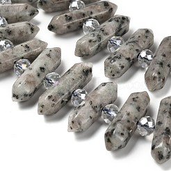 天然ゴマジャスパーの両端が尖ったビーズの連売り  ガラスビーズ  ファセット弾丸  31~33x7~9x7~9mm  穴：1mm  約26~27個/連  15.16~15.75''（38.5~40センチメートル）&nbsp;G-H069-B05-01