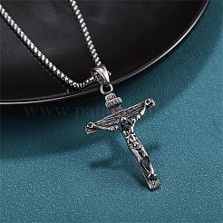 Cross Pendant Necklace with Jesus Crucifix Religious Necklace Sacrosanct Charm Neck Chain Jewelry Gift for Birthday Easter Thanksgiving Day&nbsp;JN1109A