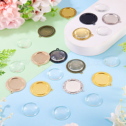 12Pcs 6 Colors Alloy Pendant Cabochon Settings&nbsp;FIND-TA0009-80