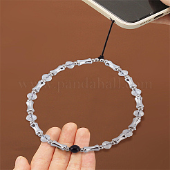 アクリルビーズ携帯ストラップ1個  携帯アクセサリー  銀  194.5mm&nbsp;HJEW-LP0001-65
