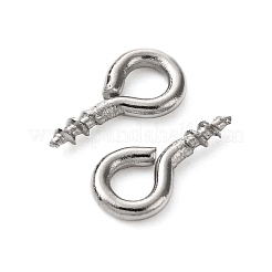 変色しない304ステンレススチールのスクリューアイピンペグベイル  片穴パーツ用  ステンレス鋼色  8x4x1mm  穴：2mm&nbsp;X-STAS-K171-52P-8x4mm