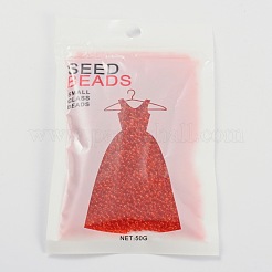 11/0 FGBグレードA透明ガラスシードビーズ  ラウンド  レッドオレンジ  2x1.5mm  穴：0.8mm  約3000個/50g&nbsp;X-SEED-Q006-F07