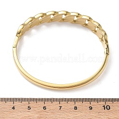女性用、編み込み304ステンレススチール製ヒンジ付きバングル  イオンプレーティング（ip）  長持ちメッキ  ゴールドカラー  内径：2.32x1.97インチ（5.9x5cm）&nbsp;BJEW-Z178-10G