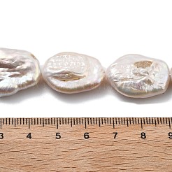 天然バロックケシパールビーズ連売り  養殖淡水パール  フラットラウンド  グレード2a+  貝殻色  22~24x16~18x5.58mm  穴：0.9mm  約17~18個/連  15.24~16.18''（38.7~41.1センチメートル）&nbsp;PEAR-P064-08C-03C