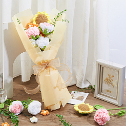 手作りのかぎ針編み糸とポリエステルの花飾り、プラスチックの人工ユーカリの葉とギフト包装紙  ポリエステルオーガンジーリボン  ミックスカラー  450x110x46mm&nbsp;AJEW-GA0008-97