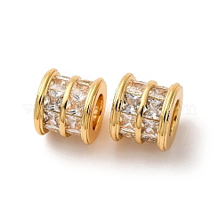 Brass Micro Pave Clear Cubic Zirconia European Beads&nbsp;KK-F898-12G