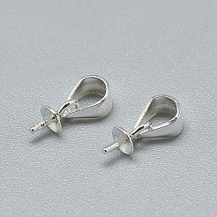 925スターリングシルバーペンダントベイル  片穴パーツ用  スタンプ925個付き  銀  6x3mm  穴：3x4mm  ピン：0.6mm&nbsp;STER-T002-217S
