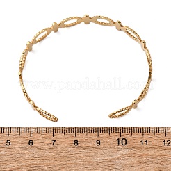 女性用304ステンレススチールカフバングル  クロス＆オーバル  イオンプレーティング（ip）  18KGP本金メッキ  3/8インチ（0.9cm）  内径：1-5/8x2-1/4インチ（4.2x5.7cm）&nbsp;BJEW-G749-02G