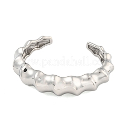 Non-Tarnish 304 Stainless Steel Bamboo Stick Open Cuff Bangles for Women&nbsp;BJEW-Q344-01P