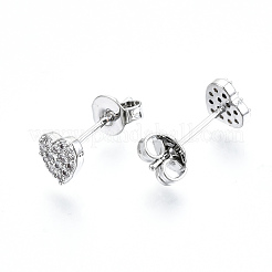 Brass Micro Pave Clear Cubic Zirconia Stud Earrings&nbsp;EJEW-T046-26P-NF