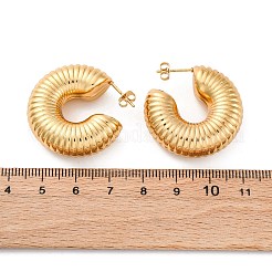 C字型 304 ステンレススチール製スタッドピアス（女性用）  ゴールドカラー  30x11mm&nbsp;EJEW-A125-03G