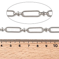 304ステンレススチール長方形リンクチェーン  溶接されていない  ステンレス鋼色  16.5x7.5x1.5mm&nbsp;CHS-Z007-22P