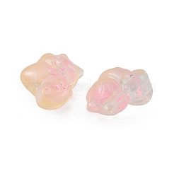 透明ガラスビーズ  幸運の猫  砂茶色  15.5x12x9mm  穴：1.2mm&nbsp;GLAA-TAC0015-01B
