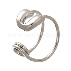 女性用304ステンレススチールオープンカフリング  ペーパークリップの形  ステンレス鋼色  usサイズ7 1/4(17.5mm)&nbsp;RJEW-A054-01P