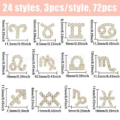 72Pcs 2 Colors 12 Styles Alloy Rhinestone Cabochons&nbsp;MRMJ-CA0001-53