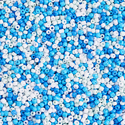 不透明なガラスの丸いシードビーズ  混合色  ドジャーブルー  2~2.5x1.5~2mm  穴：0.9mm  約12000個/袋&nbsp;GLAA-TAC0025-07A-05