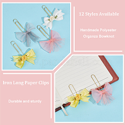 12Pcs 12 Styles Handmade Polyester Organza Bowknot Paper Clips&nbsp;AJEW-AB00203