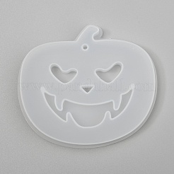ハロウィンDIYジャック・オー・ランタンペンダントシリコンモールド  レジン型  UVレジン用  エポキシ樹脂ジュエリー作り  ホワイト  70x81x11mm  穴：3mm  インナーサイズ：63x74mm&nbsp;DIY-P006-55