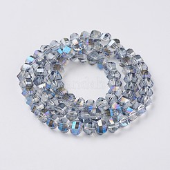 電気メッキガラスビーズセット  多面カット  ロンデル  フル虹メッキ  スチールブルー  8x6mm  穴：1.2mm  約78~79個/連  18.9インチ（48cm）&nbsp;EGLA-L012-A-FR02