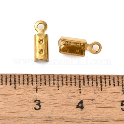 イオンプレーティング（IP）304ステンレス鋼折りたたみ式圧着コードエンド  18KGP本金メッキ  10x3.5x1.4mm  穴：2.5mm&nbsp;FIND-Q118-01G-02