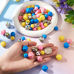 96 スタイルの食品グレードの環境に優しいシリコンビーズ 12 個  ミックスカラー  11.5~15mm  穴：2~3mm&nbsp;SIL-TA0003-54