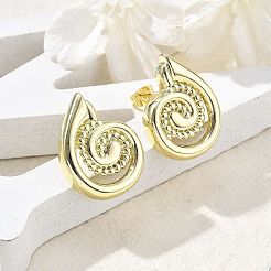 女性のための真鍮シェル形のスタッドピアス  ゴールドカラー  24.5x19mm&nbsp;EJEW-U035-10G