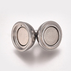 Tarnish Resistant 201 Stainless Steel Magnetic Clasps with Loops&nbsp;STAS-I137-07A-P