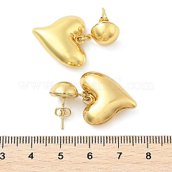 ハート 304 ステンレススチール ダングル スタッド イヤリング  ゴールドカラー  31x20mm&nbsp;EJEW-A125-45G