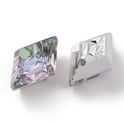 エンボスガラスラインストーンペンダント  菱形  多面カット  ミックスカラー  13x8x4.2mm  穴：1.2mm&nbsp;GLAA-J101-04A