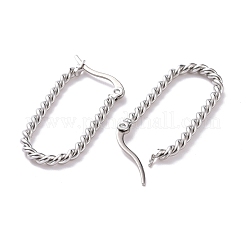 女性用ステンレススチールツイストロープオーバルフープピアス  ステンレス鋼色  31x16x2.5mm  ピン：1.4mm&nbsp;EJEW-A074-01P