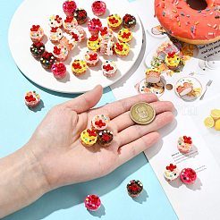 40Pcs 5 Colors Resin Strawberry Cake Ornament&nbsp;DJEW-CJ0001-20
