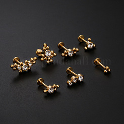 ステンレススチール マイクロパヴェ クリアキュービックジルコニア スレッドレス ラブレット  クロス  ゴールドカラー  8mm  ピン：1.2mm&nbsp;WG26305-02