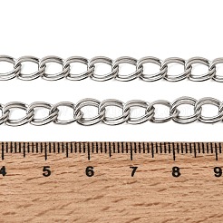 6.5mm 201ステンレススチールダブルリンクチェーンネックレス（ユニセックス）  変色しない  ステンレス鋼色  22.05インチ（56cm）&nbsp;NJEW-K302-05P