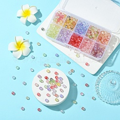 540個9色透明ガラスビーズ  ファセット（32ファセット）  ロンデル  ミックスカラー  6x5mm  穴：1mm  60個/カラー&nbsp;GLAA-YW0004-01