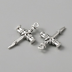 合金のチベット風チャーム  クロスチャーム  アンティークシルバー  34.5x20x5mm  穴：2.5mm  50個/袋&nbsp;FIND-WH0417-29