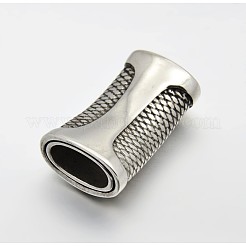 滑らかな304ステンレススチールの長方形マグネット留め具、接着端付き  アンティークシルバー  29x18x9mm  穴：6x12mm&nbsp;STAS-E073-15