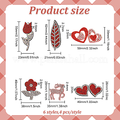 24Pcs 6 Style Valentine's Day Theme Appliques&nbsp;PATC-FG0001-68